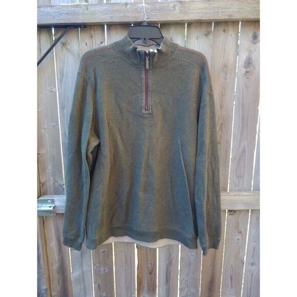 Tommy Bahama Sweater Green & Red Thread Trim Men's Medium - Picture 1 of 9